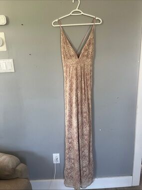 Lulu's Blush Pink Lace Maxi Slip Dress Large